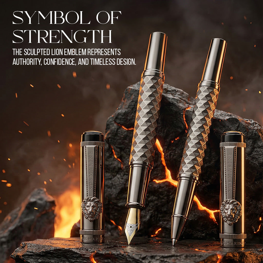 Submarine Lion Royal Edition Metal Roller and Ball Pen Set – Submarine Pens