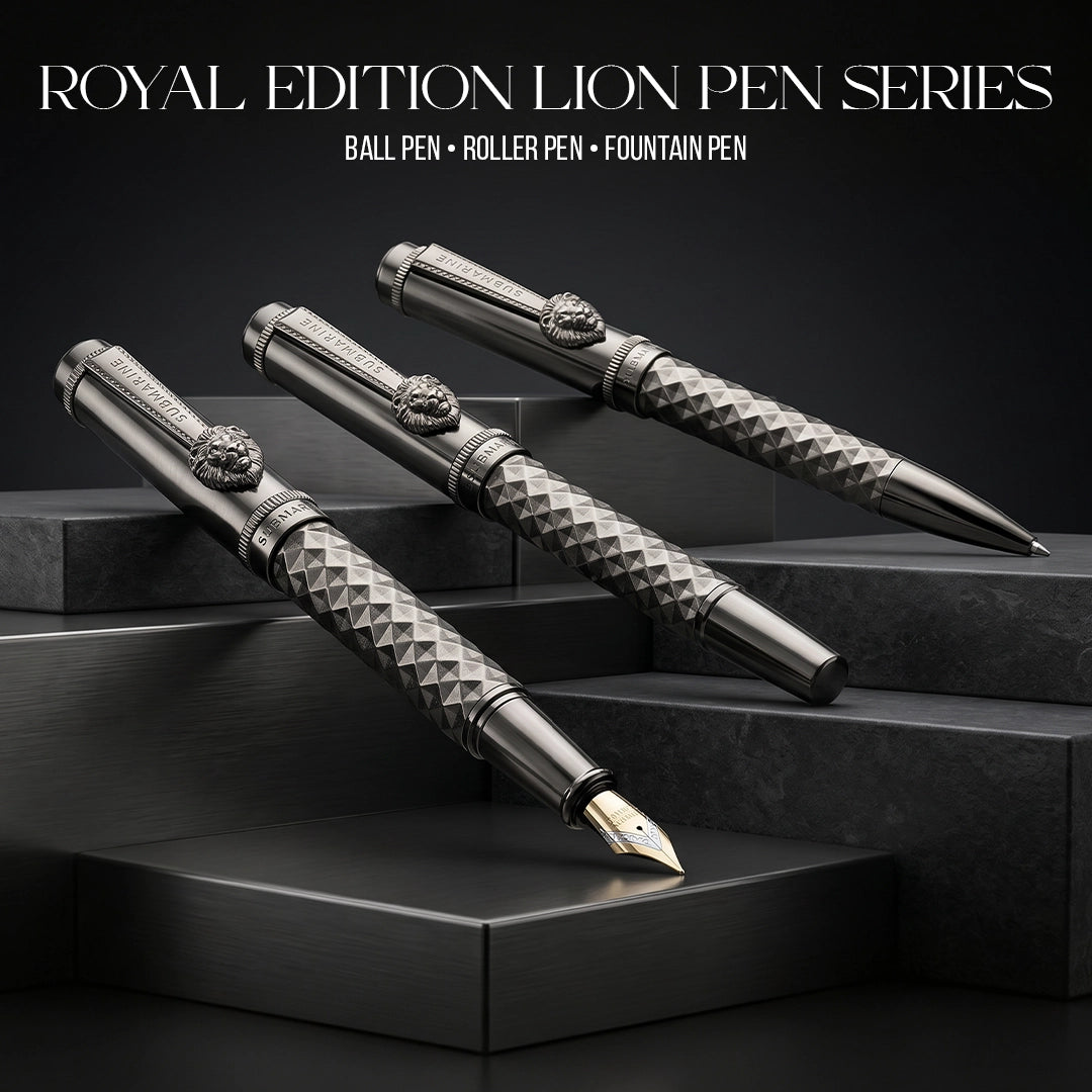 Royal Edition Lion Metal Roller & Ball Pen Set - Gun Metal