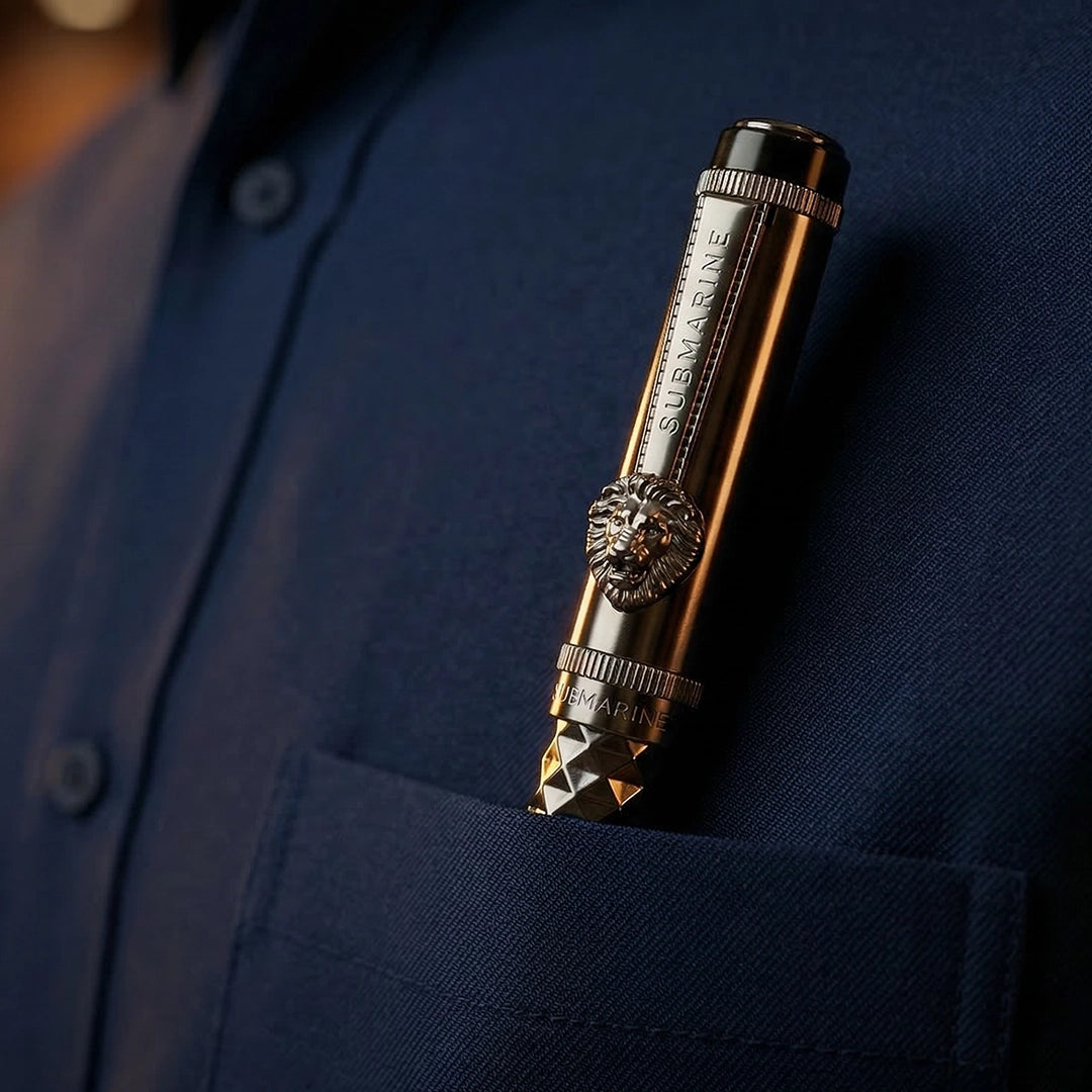 Royal Edition Lion Metal Roller & Ball Pen Set - Gun Metal