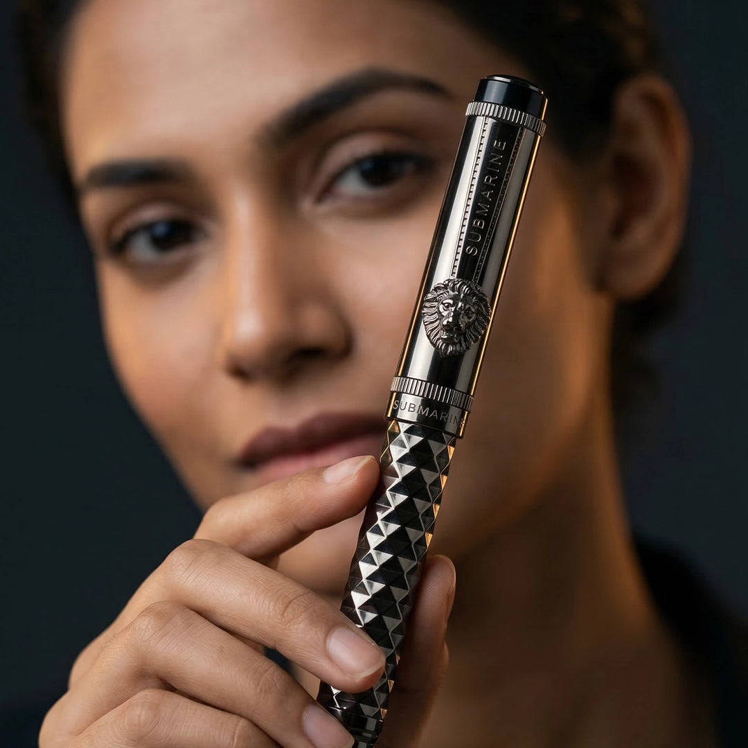 Royal Edition Lion Metal Roller & Ball Pen Set - Gun Metal