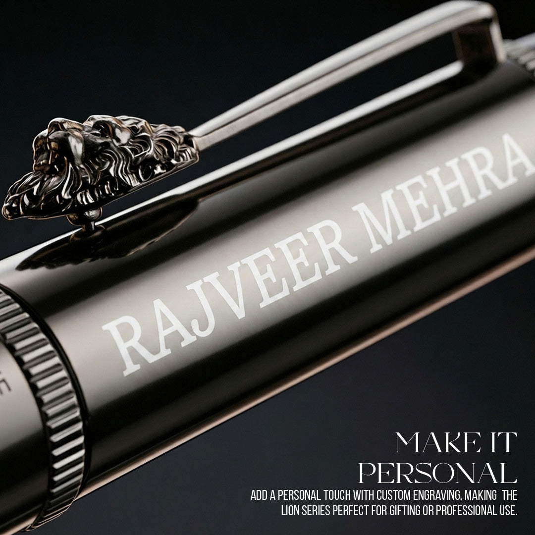 Royal Edition Lion Metal Roller & Ball Pen Set - Gun Metal