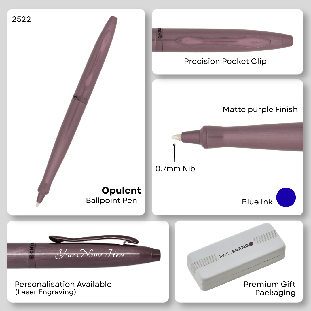 SWISSBRAND Opulent 2522 Matte purple Ballpoint Pen with purple trim
