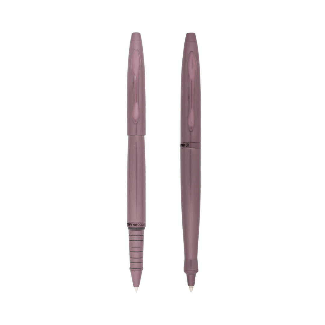 SWISSBRAND Opulent 2522 Matte purple Rollerball & Ballpoint Pen Set with purple trim
