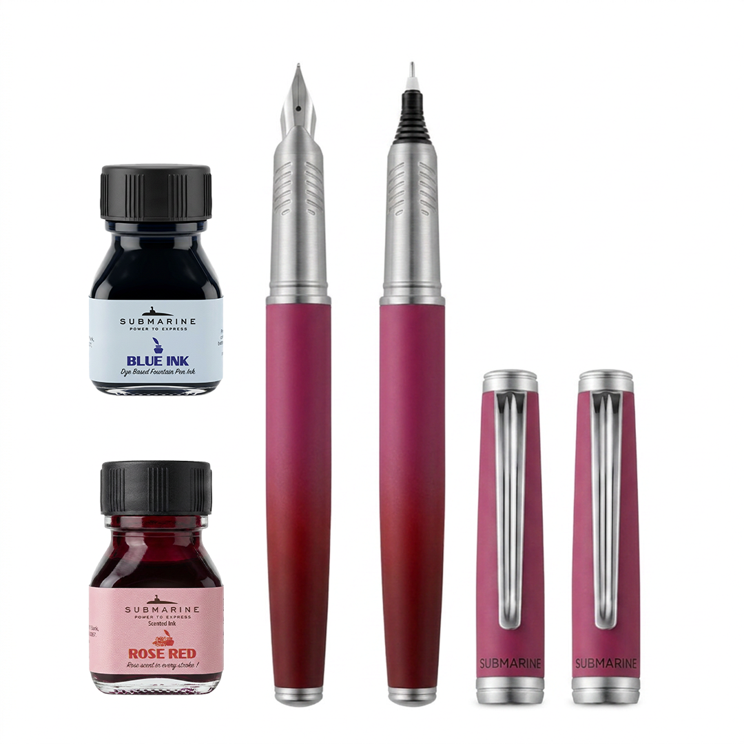 Horizon Dual Shade Fragrance Roller & Fountain Pen Set - Vintage Rose