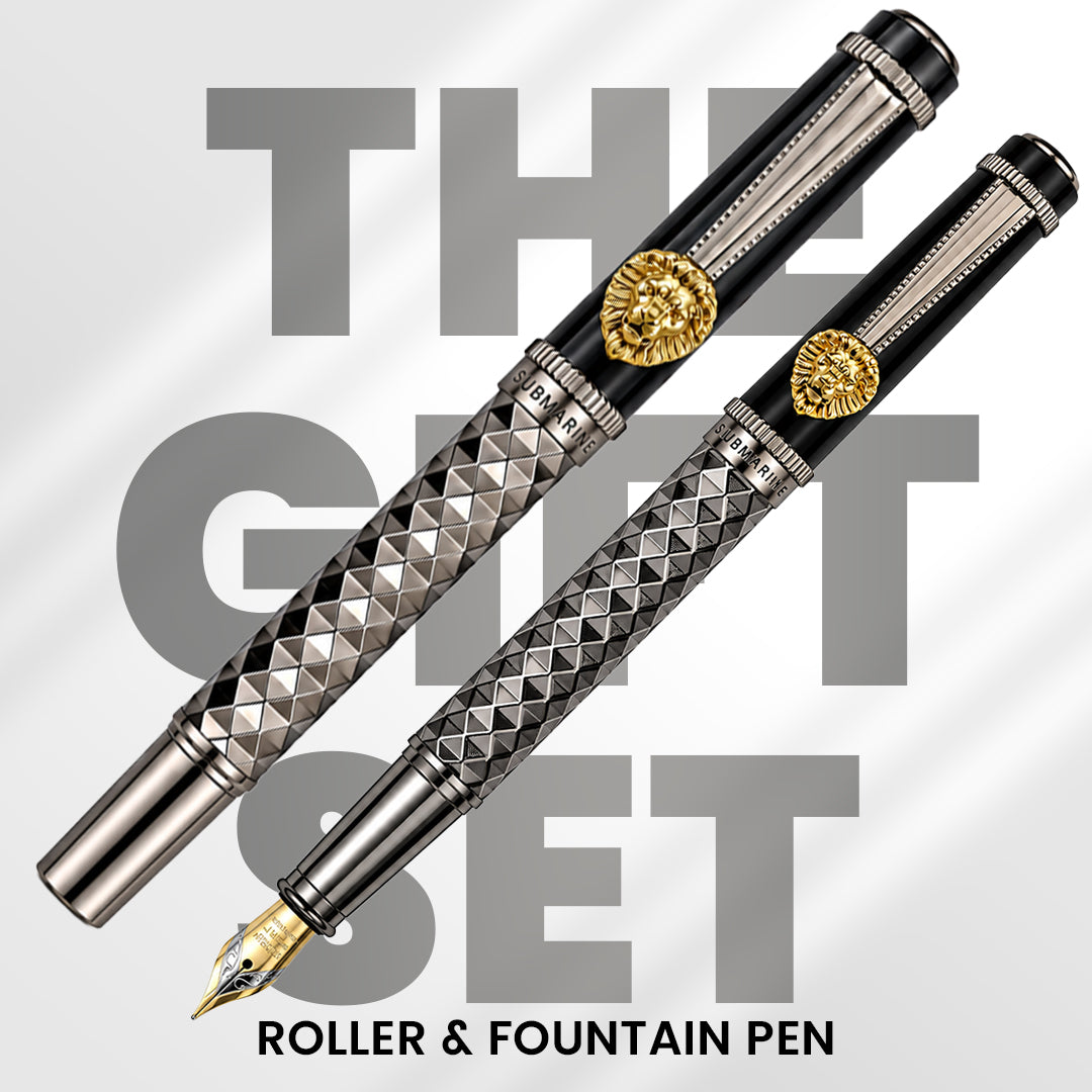 Royal Edition Lion Metal Roller & Fountain Pen Set - Limited Edition