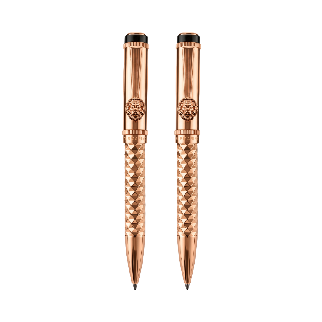 Royal Edition Lion Metal Ball Pen - Set of 2 - Rose Gold