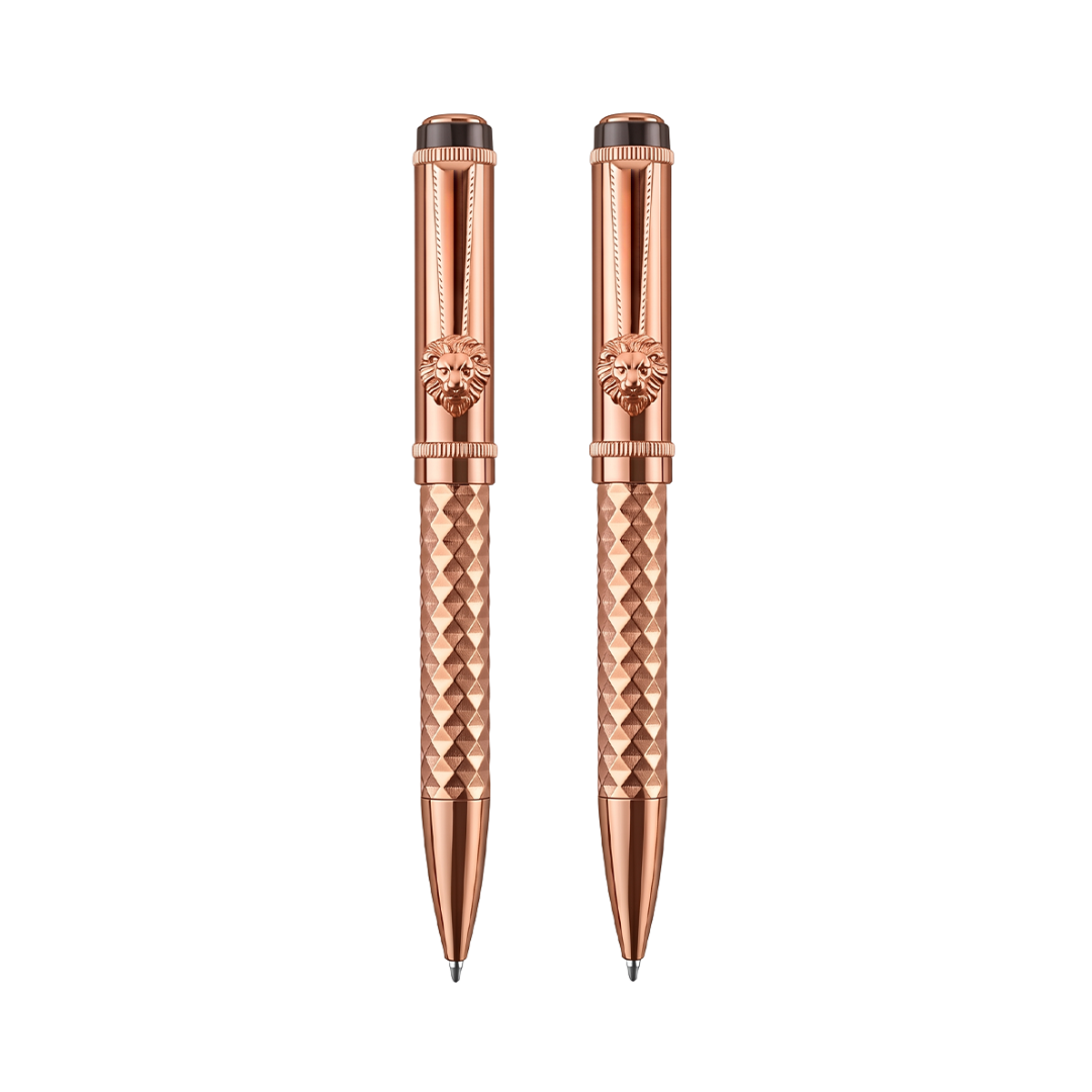 Royal Edition Lion Metal Ball Pen - Set of 2 - Rose Gold