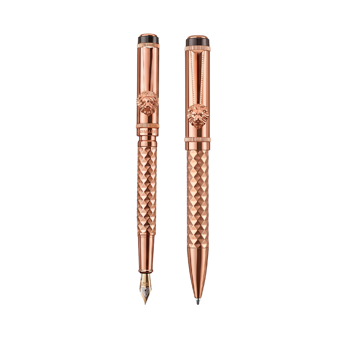 Royal Edition Lion Metal Ball & Fountain Pen Set - Rose Gold