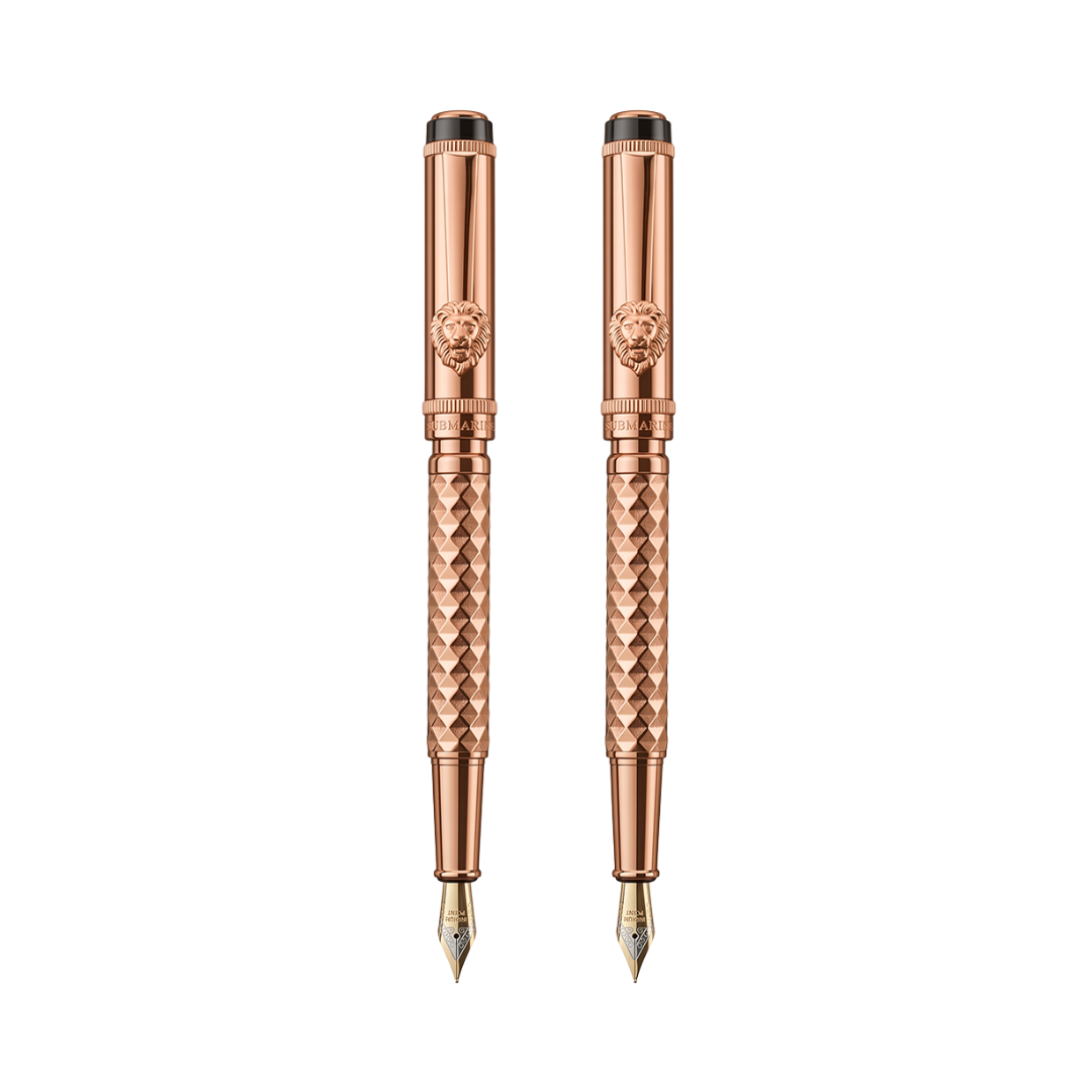 Royal Edition Lion Metal Fountain Pen - Set of 2 - Rose Gold