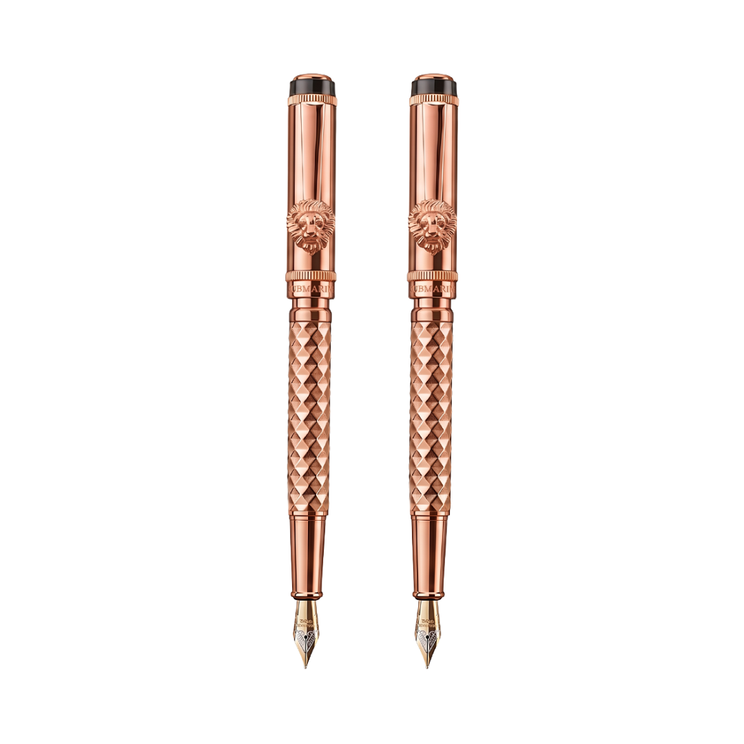 Royal Edition Lion Metal Fountain Pen - Set of 2 - Rose Gold