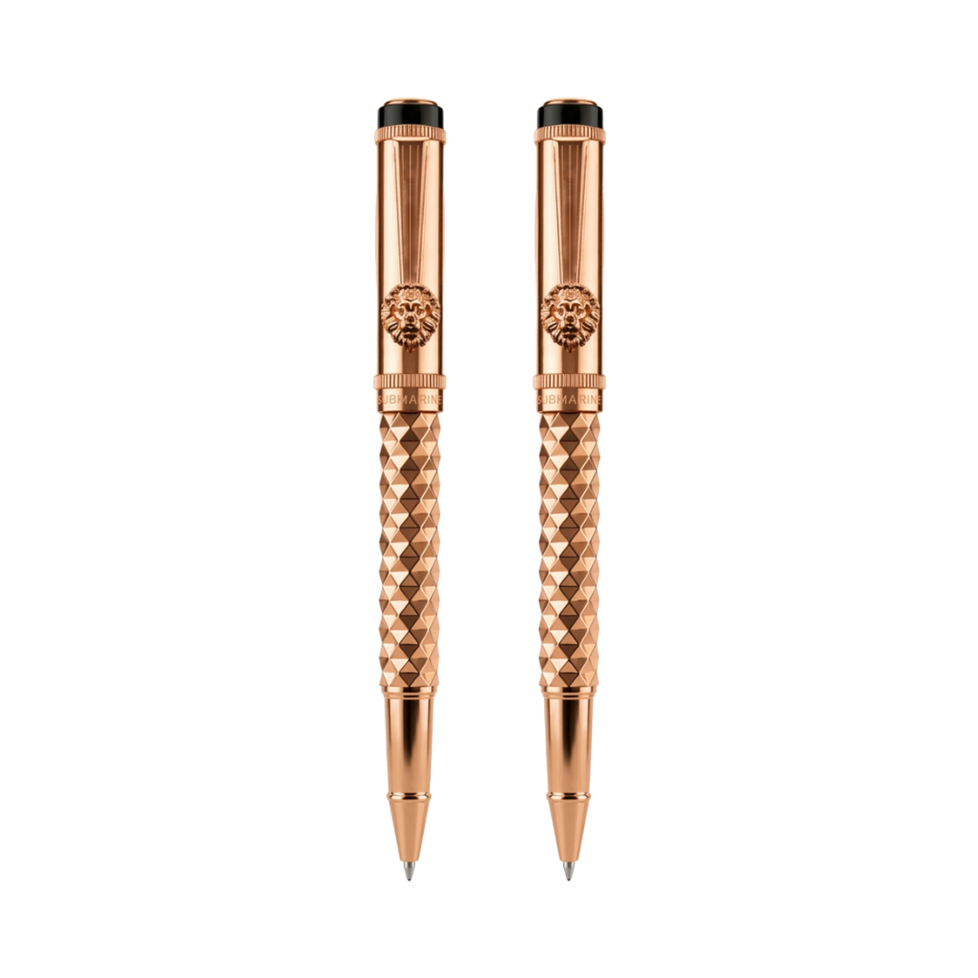 Royal Edition Lion Metal Roller Pen - Set of 2 - Rose Gold