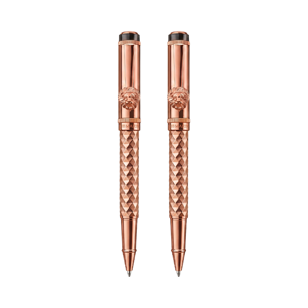 Royal Edition Lion Metal Roller Pen - Set of 2 - Rose Gold