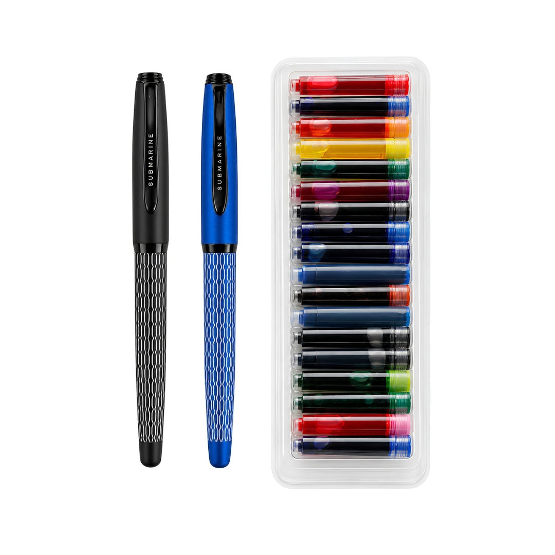 Inkspire Fountain Pen Set with 18 Ink Cartridges