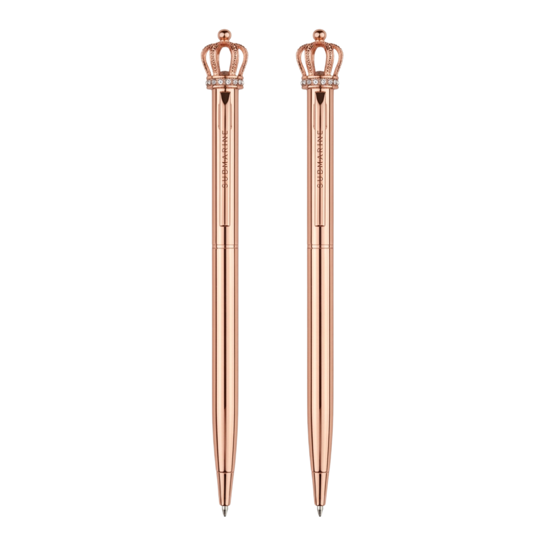 Krown Metal Ball Pen – Set of 2 - Rose Gold