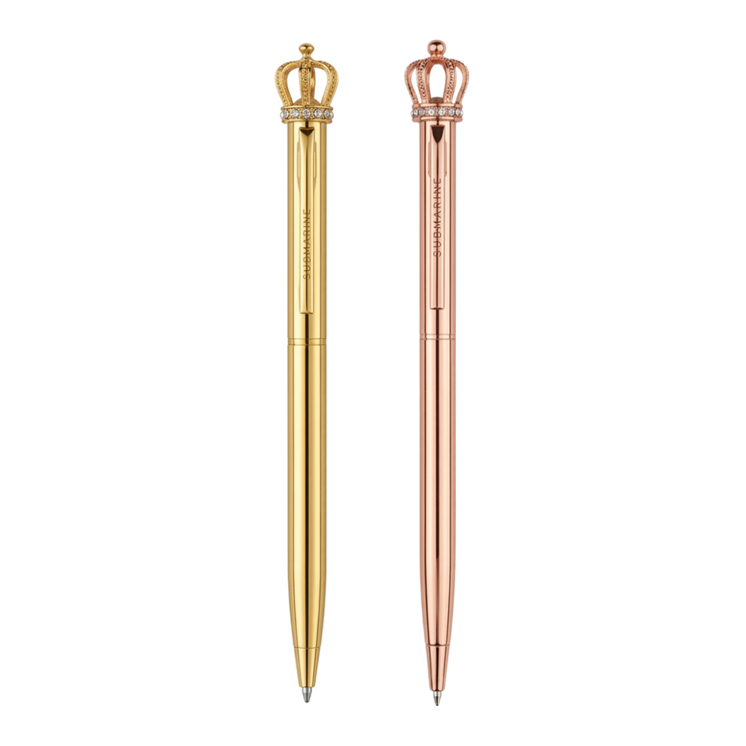 Krown Metal Ball Pen - Set Of 2 - Gold & Rose Gold