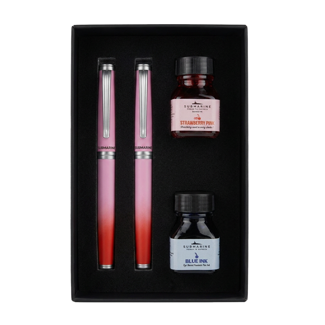 Horizon Dual Shade Fragrance Roller & Fountain Pen Set - Wild Strawberry
