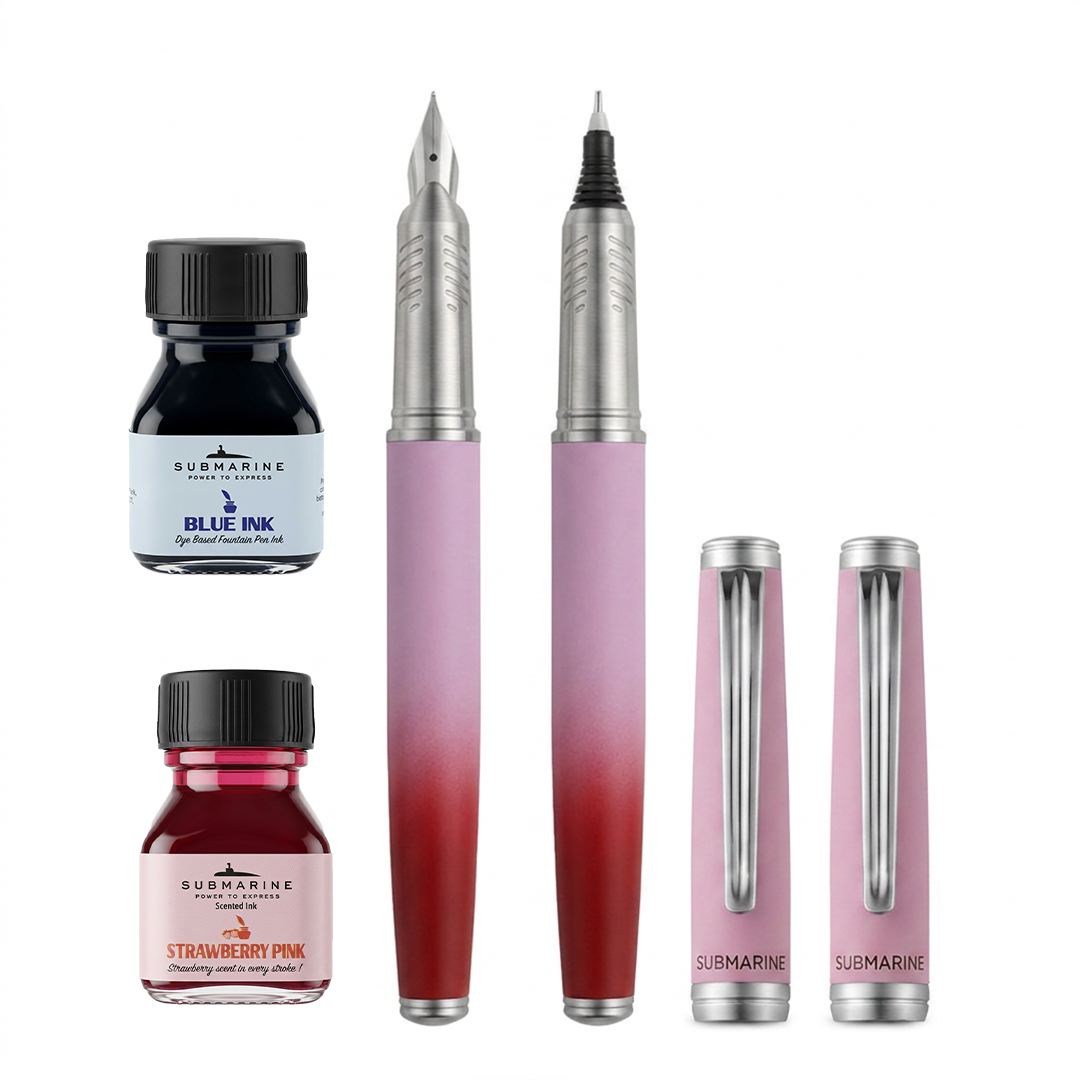 Horizon Dual Shade Fragrance Roller & Fountain Pen Set - Wild Strawberry
