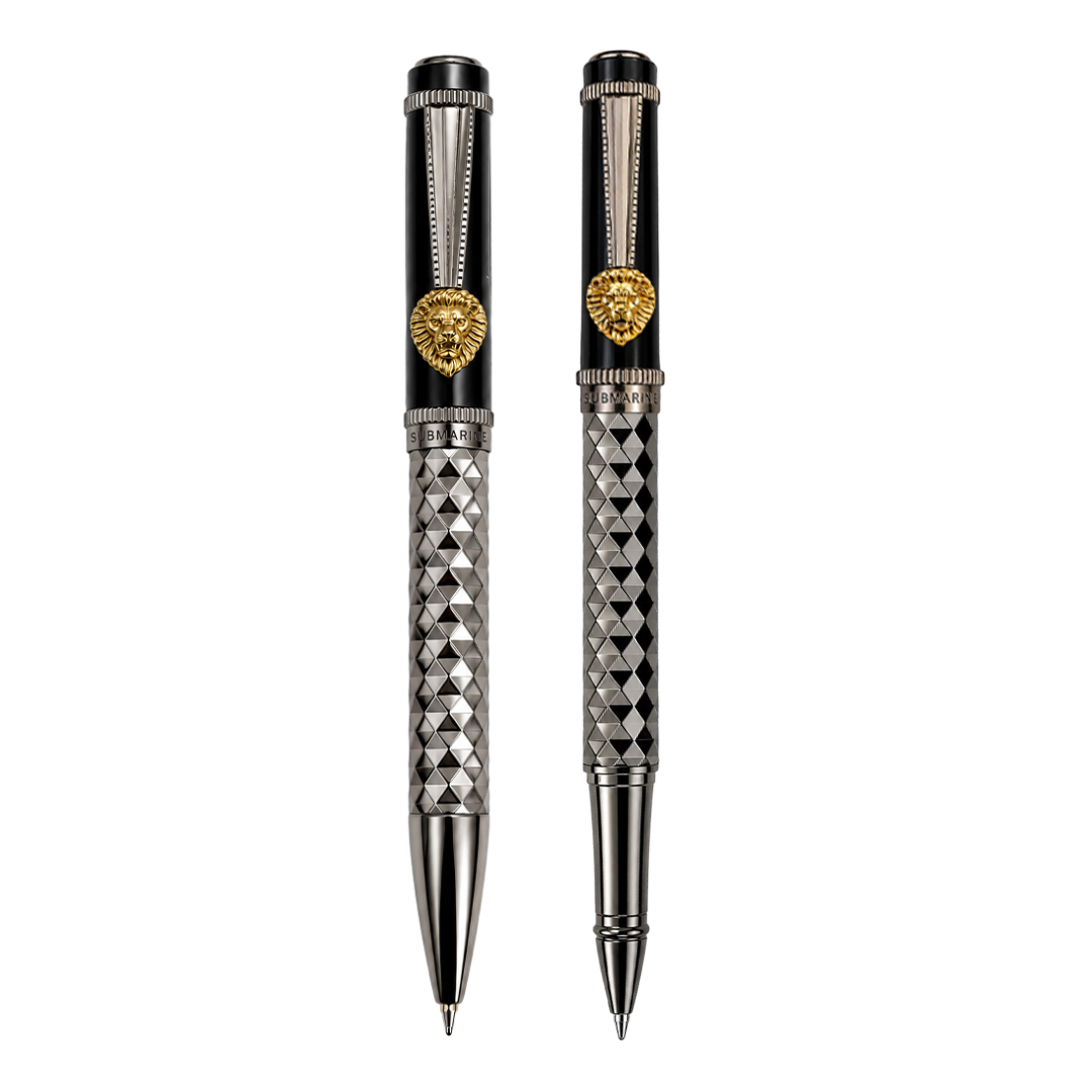 Royal Edition Lion Metal Roller & Ball Pen Set - Limited Edition