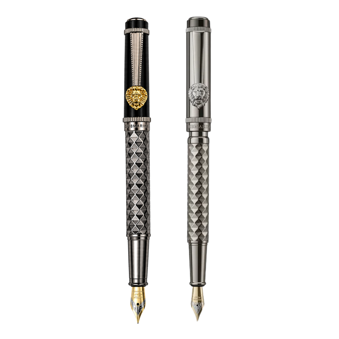 Royal Edition Lion Metal Fountain Pen - Set of 2 - Gun Metal & Limited Edition