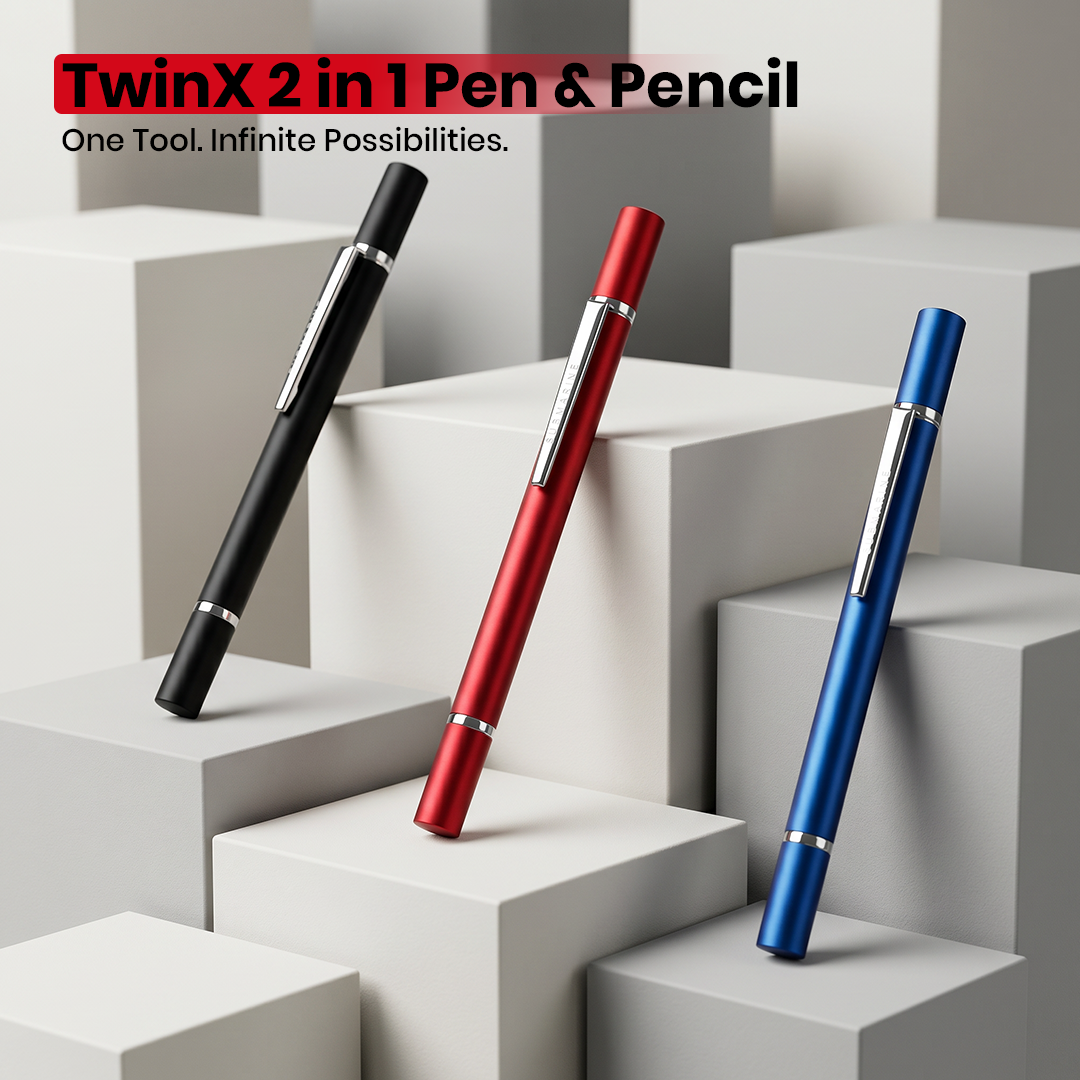 TwinX 2-in-1 Pen & Mechanical Everlasting Pencil - Red - Pack of 3