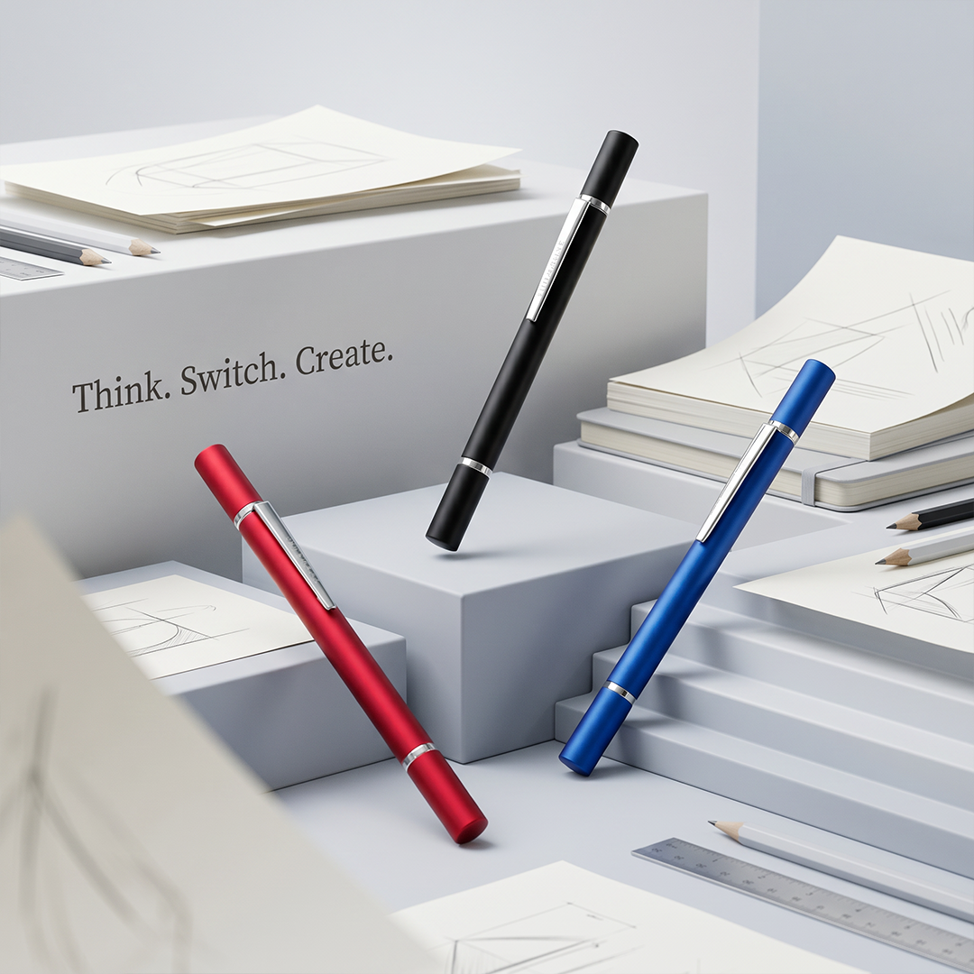 TwinX 2-in-1 Pen & Mechanical Everlasting Pencil - Red - Pack of 3