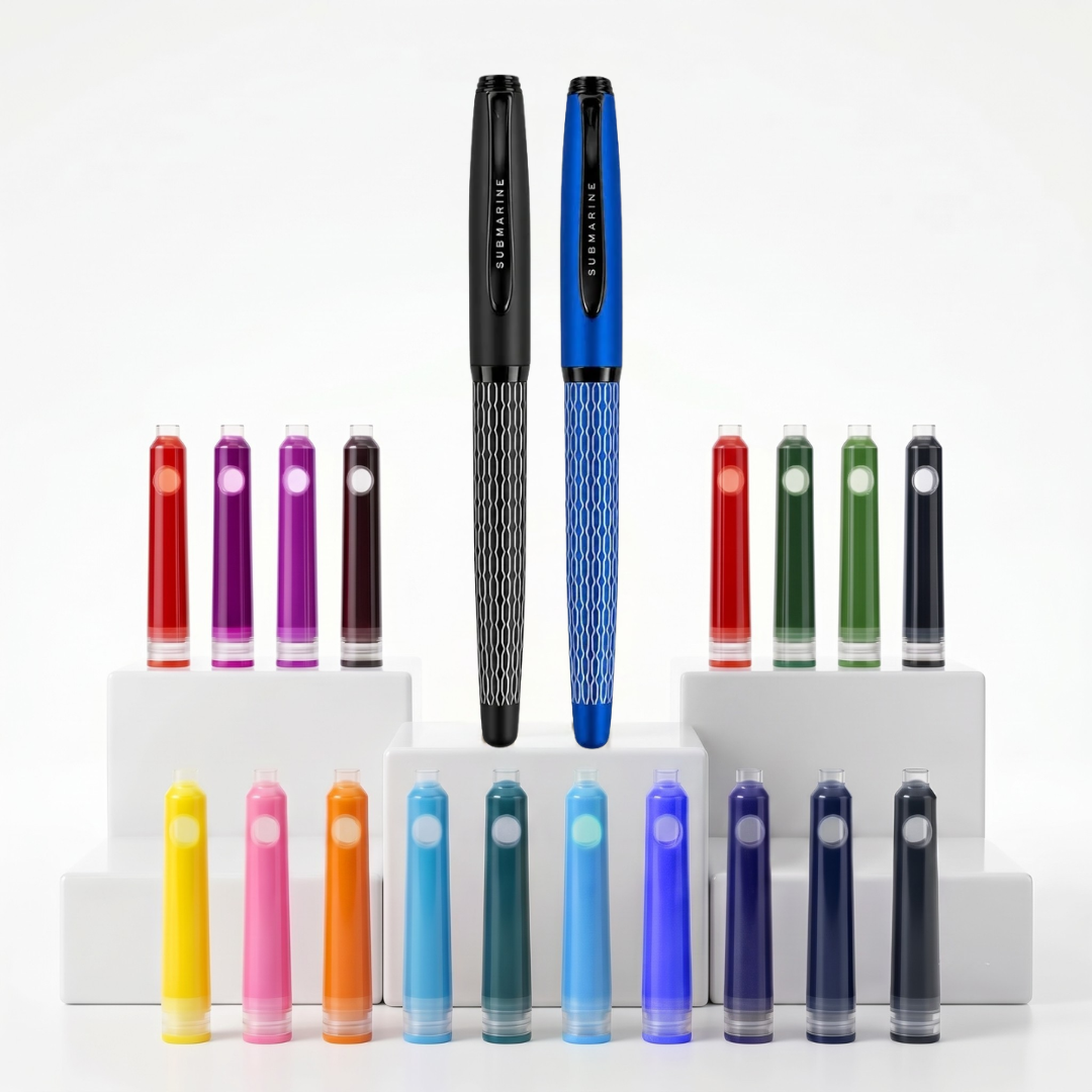 Inkspire Fountain Pen Set with 18 Ink Cartridges