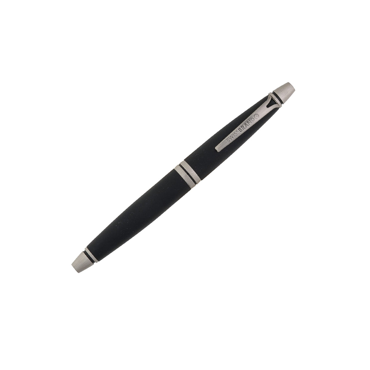 SWISSBRAND Vivid 2532 Matte black chrome Ballpoint Pen with chrome trim