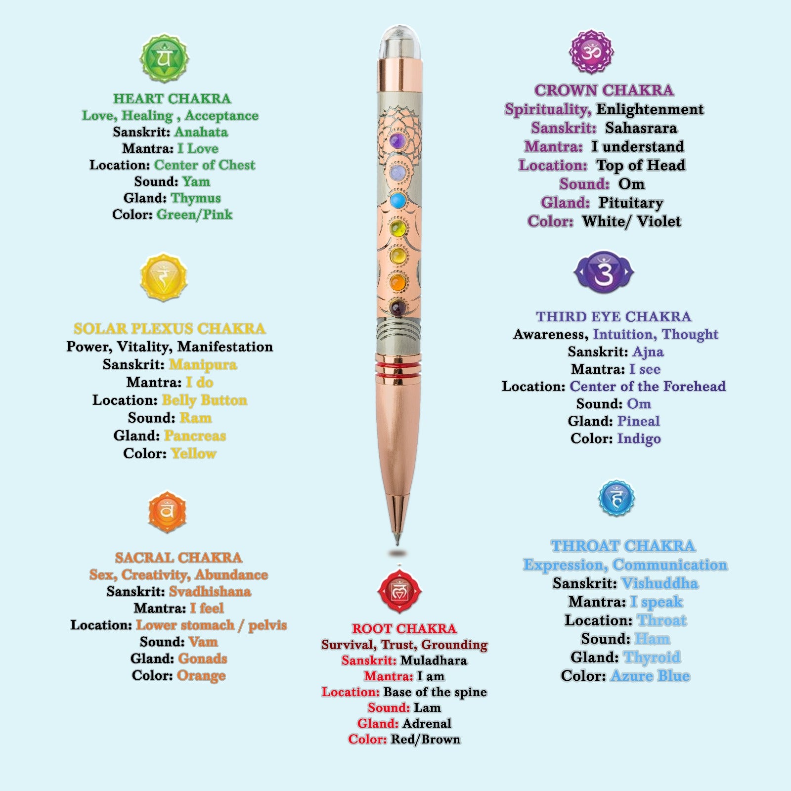 7 Chakra Ball Pen Gift Set with Diary and Bracelet