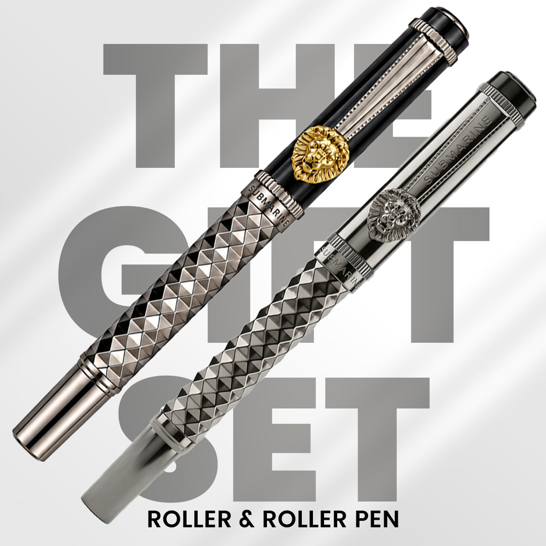 Royal Edition Lion Metal Roller Pen - Set of 2 - Gun Metal & Limited Edition