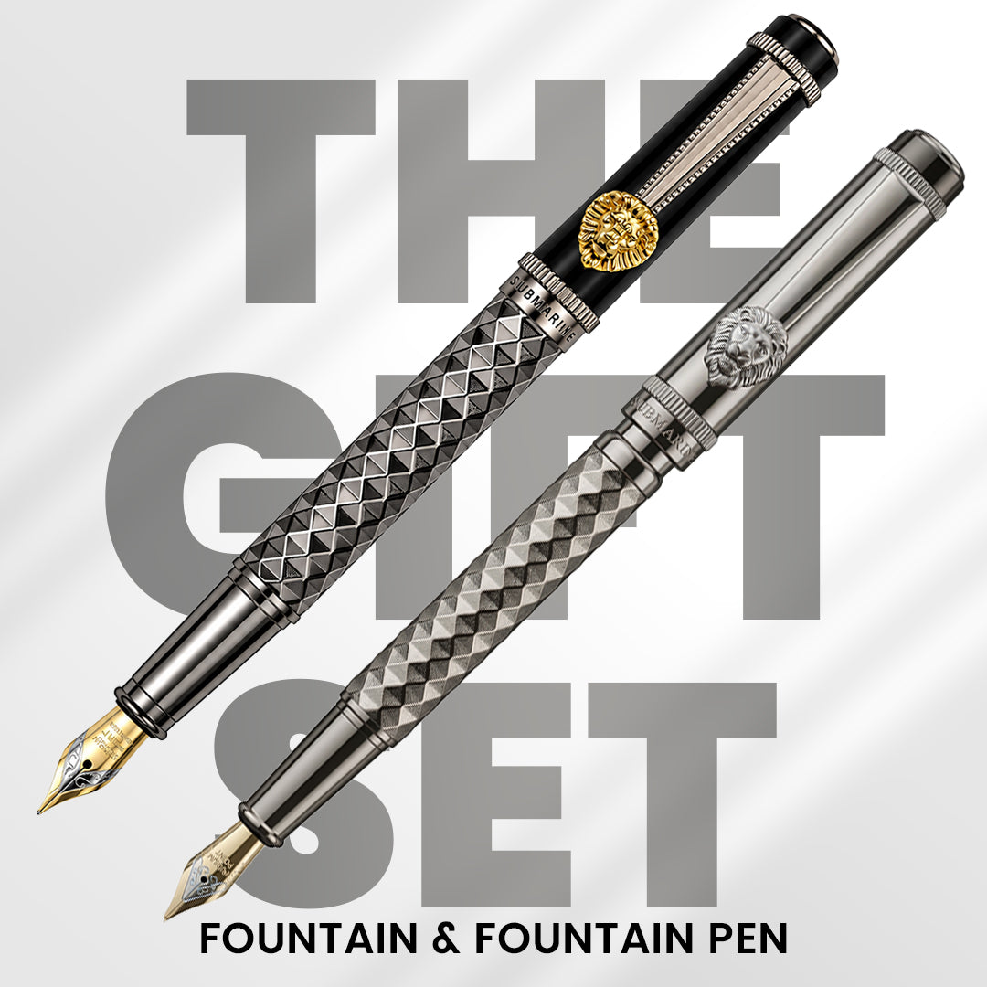 Royal Edition Lion Metal Fountain Pen - Set of 2 - Gun Metal & Limited Edition
