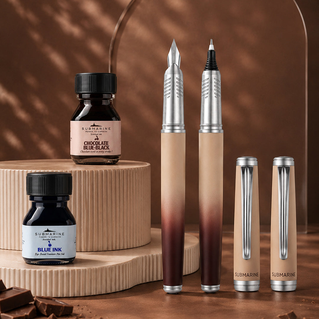 Horizon Dual Shade Fragrance Roller & Fountain Pen Set - Hot Chocolate