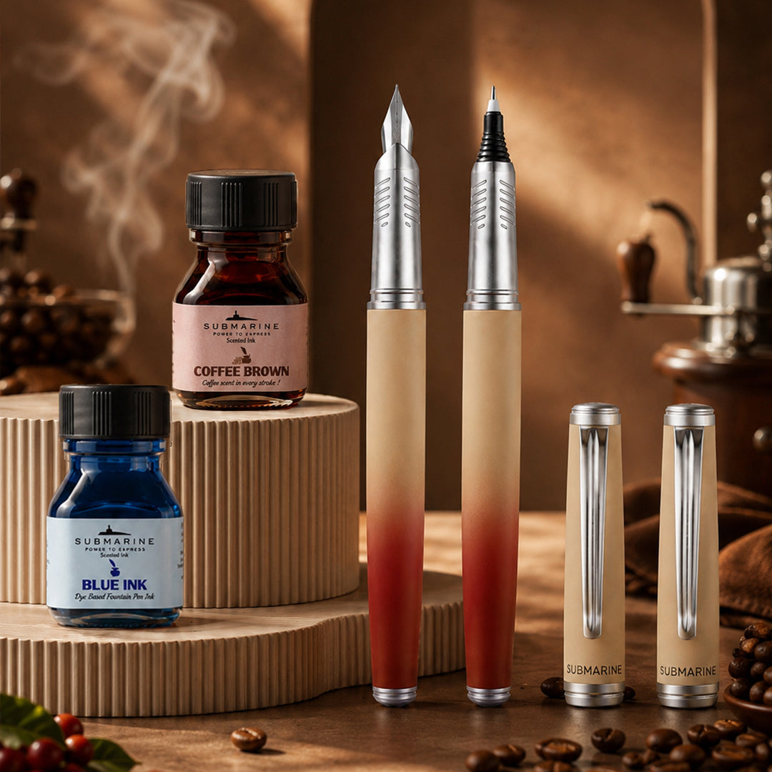 Horizon Dual Shade Fragrance Roller & Fountain Pen Set - Morning Coffee
