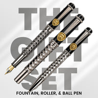 Royal Edition Lion Metal Roller, Ball, & Fountain Pen Set - Limited Edition