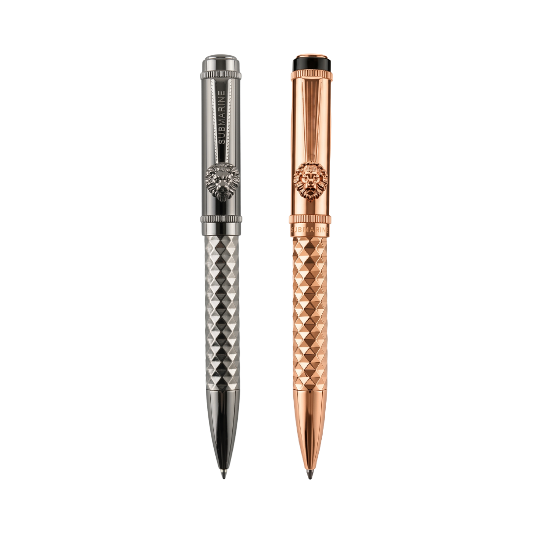 Royal Edition Lion Metal Ball Pen - Set of 2 - Rose Gold & Silver