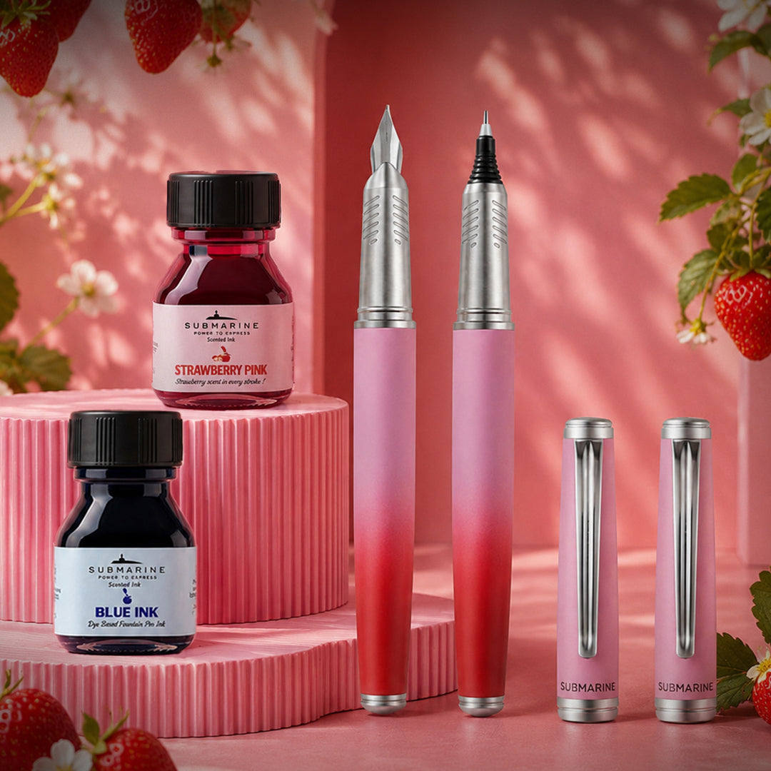Horizon Dual Shade Fragrance Roller & Fountain Pen Set - Wild Strawberry