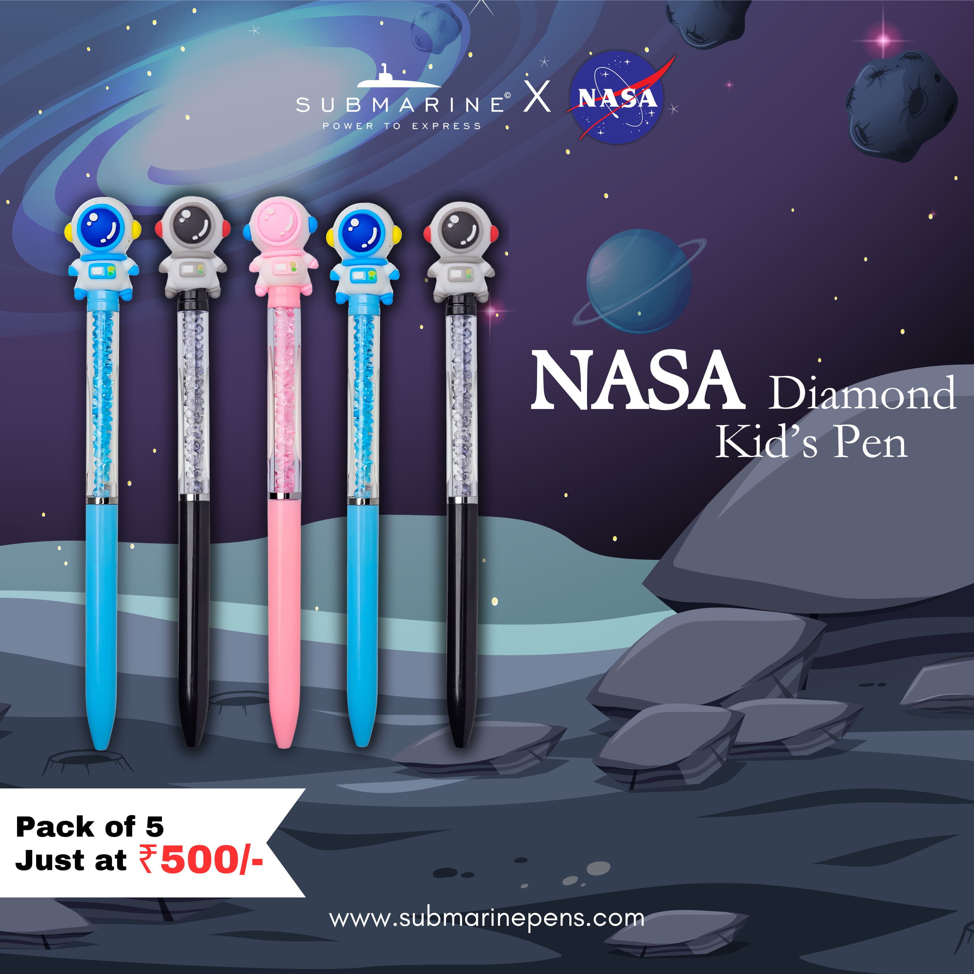 Nasa Diamond Kids Pen Pack of 5
