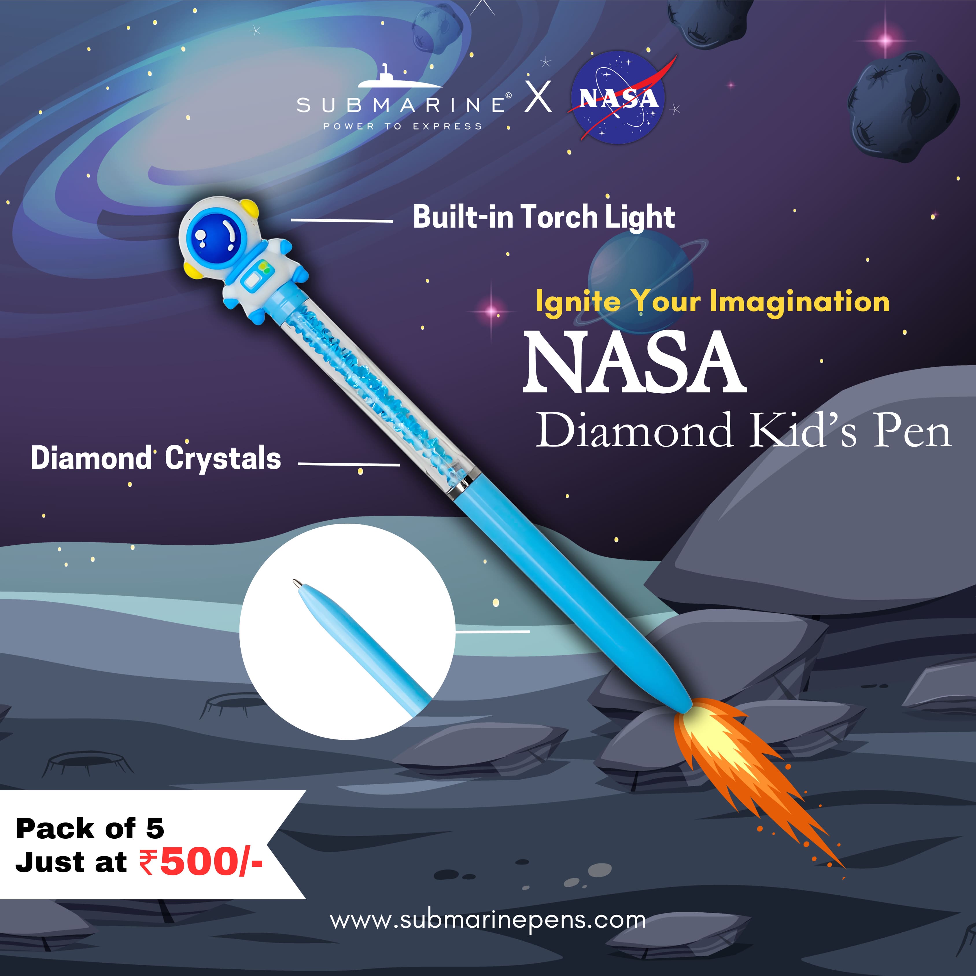Nasa Diamond Kids Pen Pack of 5